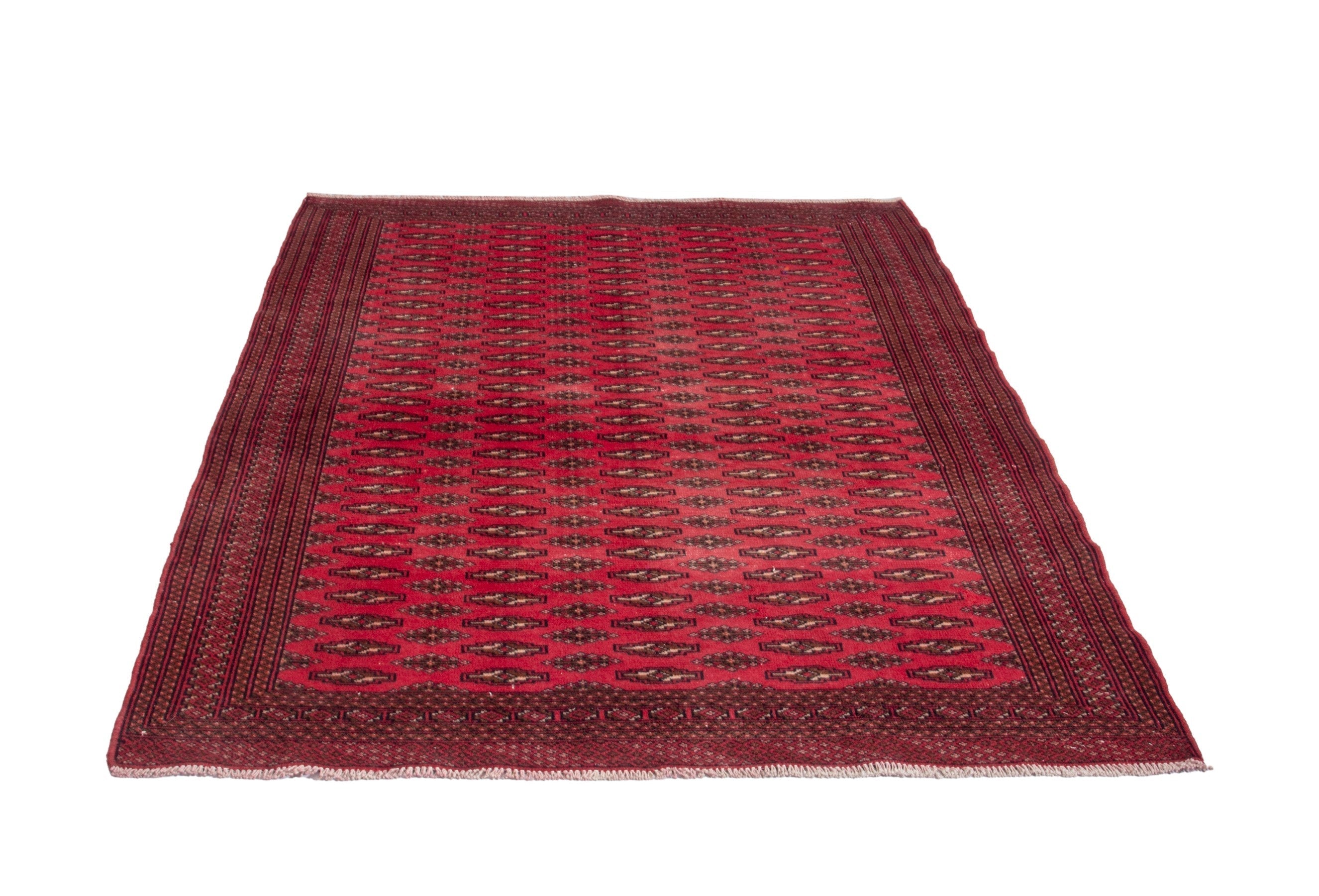 Persian Torkaman accent rug in deep red and burgundy, view 3 of 17