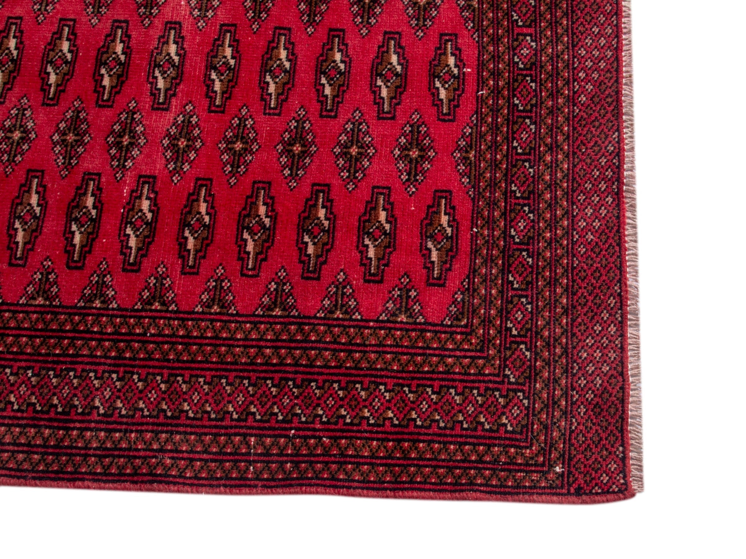 Persian Torkaman accent rug in deep red and burgundy, view 10 of 17
