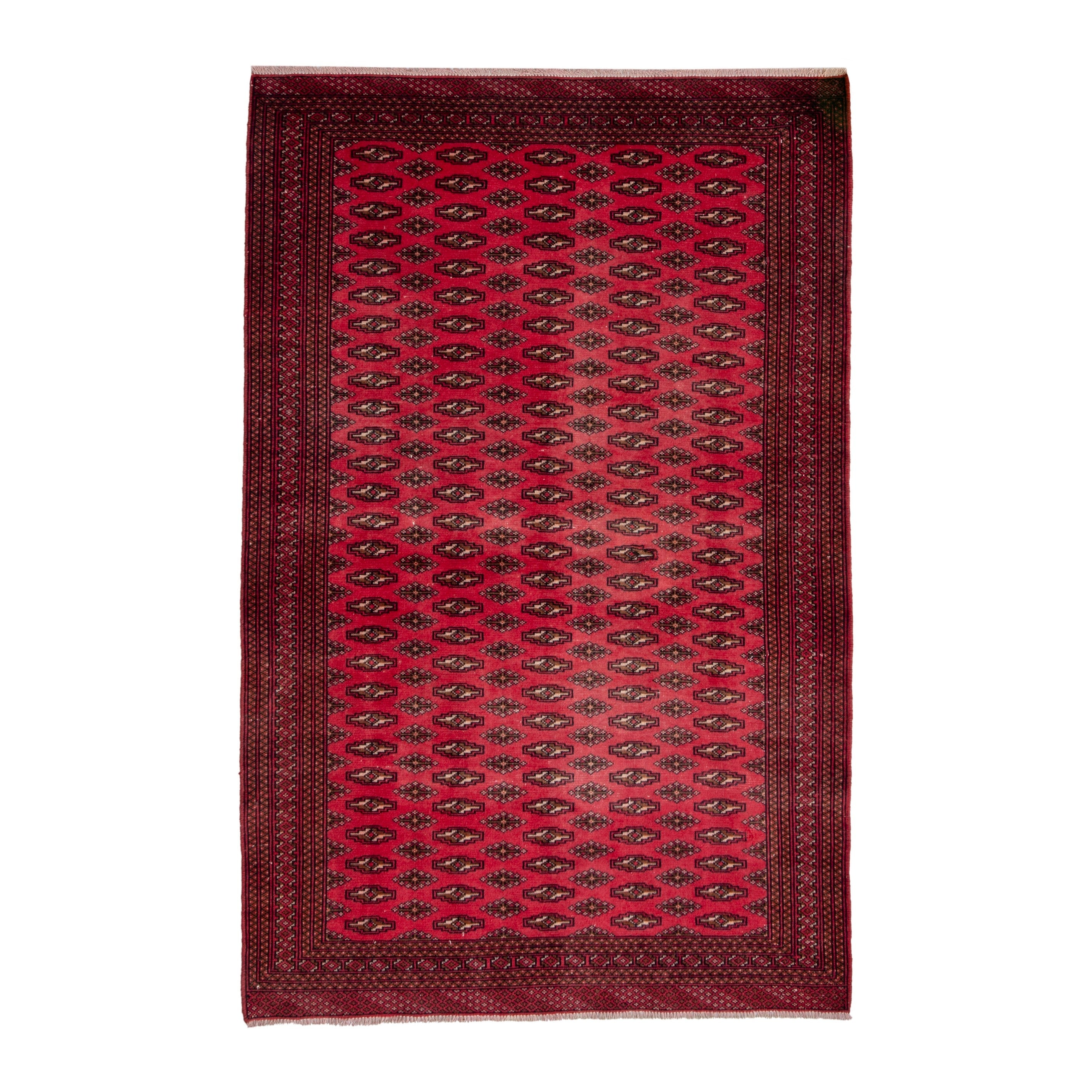 Persian Torkaman accent rug in deep red and burgundy, 4'3" x 6'5"