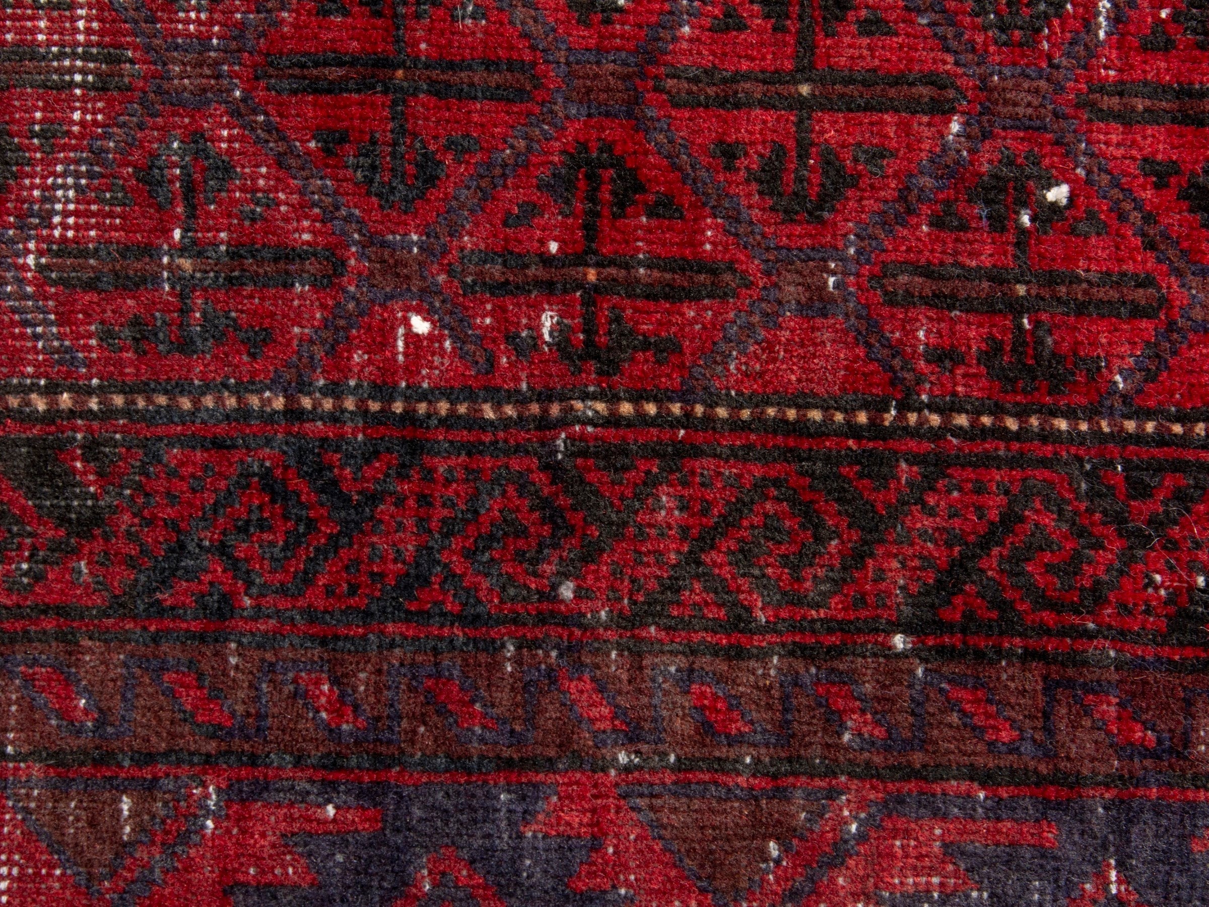 Persian Baluch accent rug in deep red and burgundy, view 13 of 17