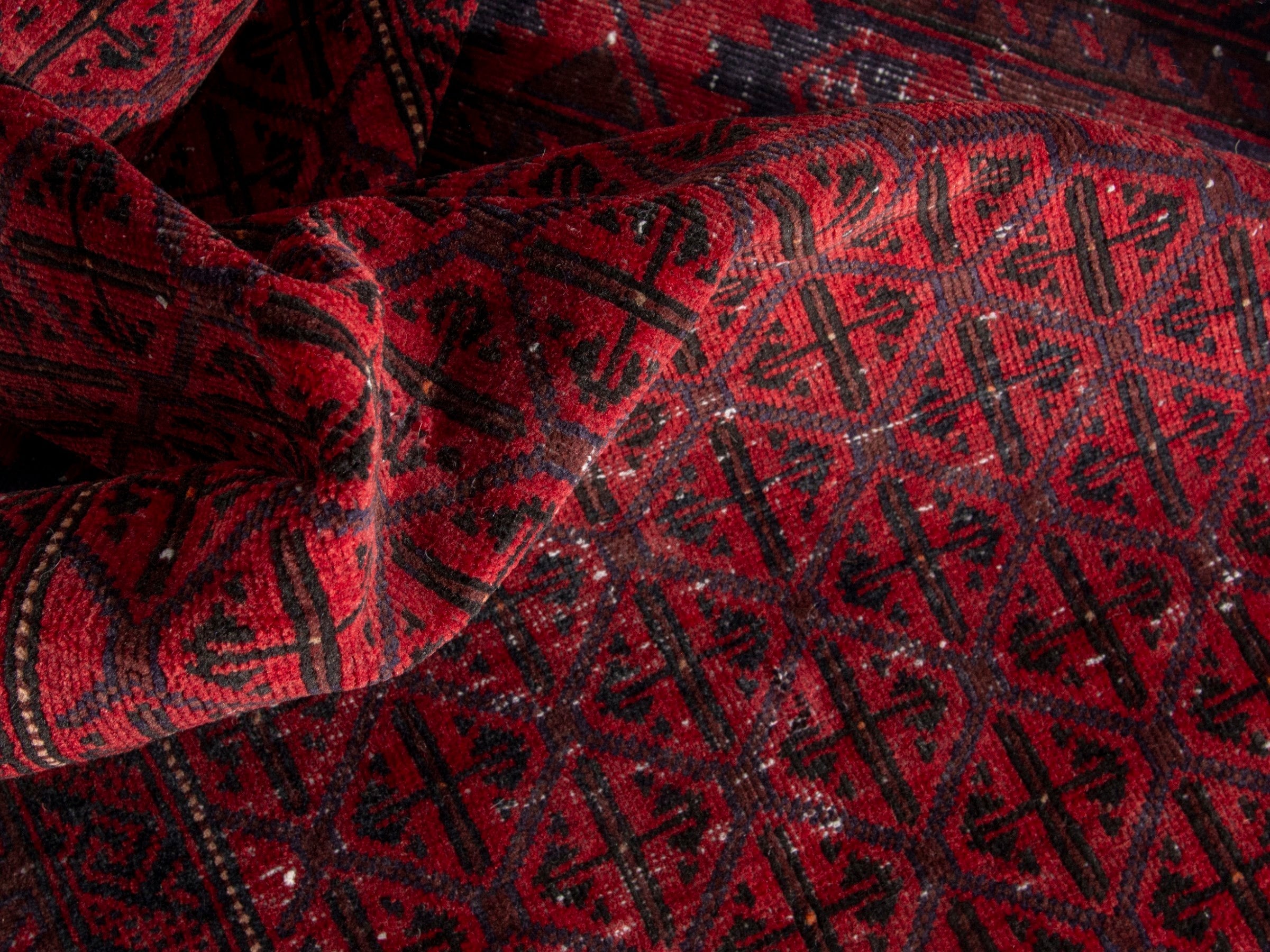 Persian Baluch accent rug in deep red and burgundy, view 15 of 17