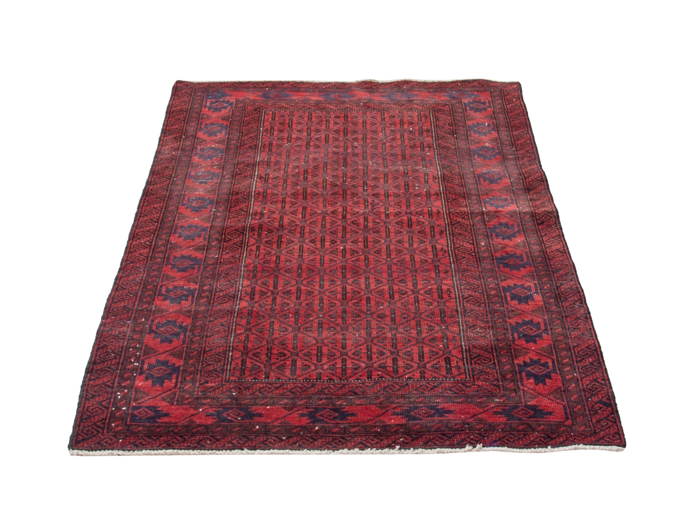 Persian Baluch accent rug in deep red and burgundy, view 2 of 17