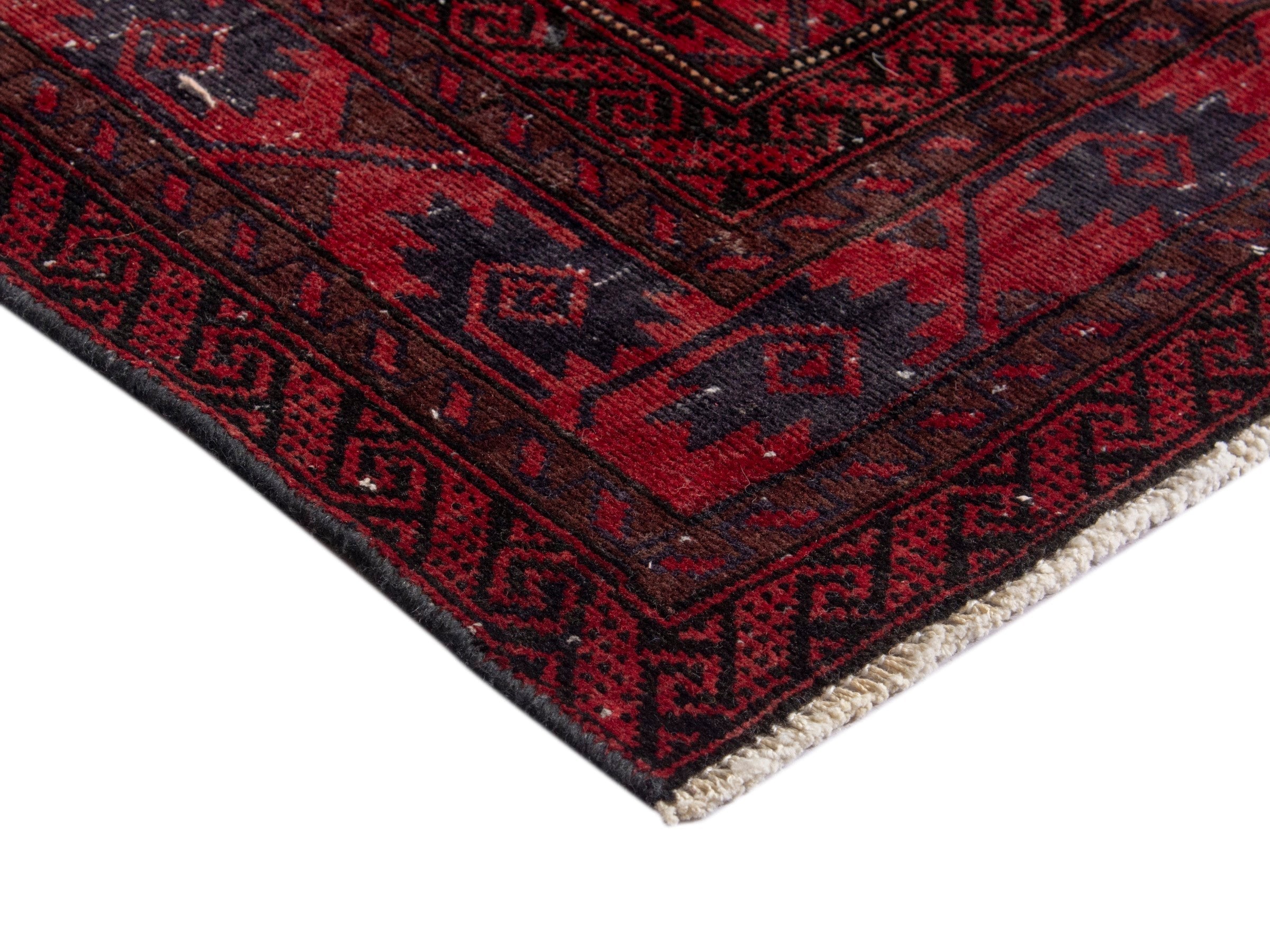 Persian Baluch accent rug in deep red and burgundy, view 5 of 17