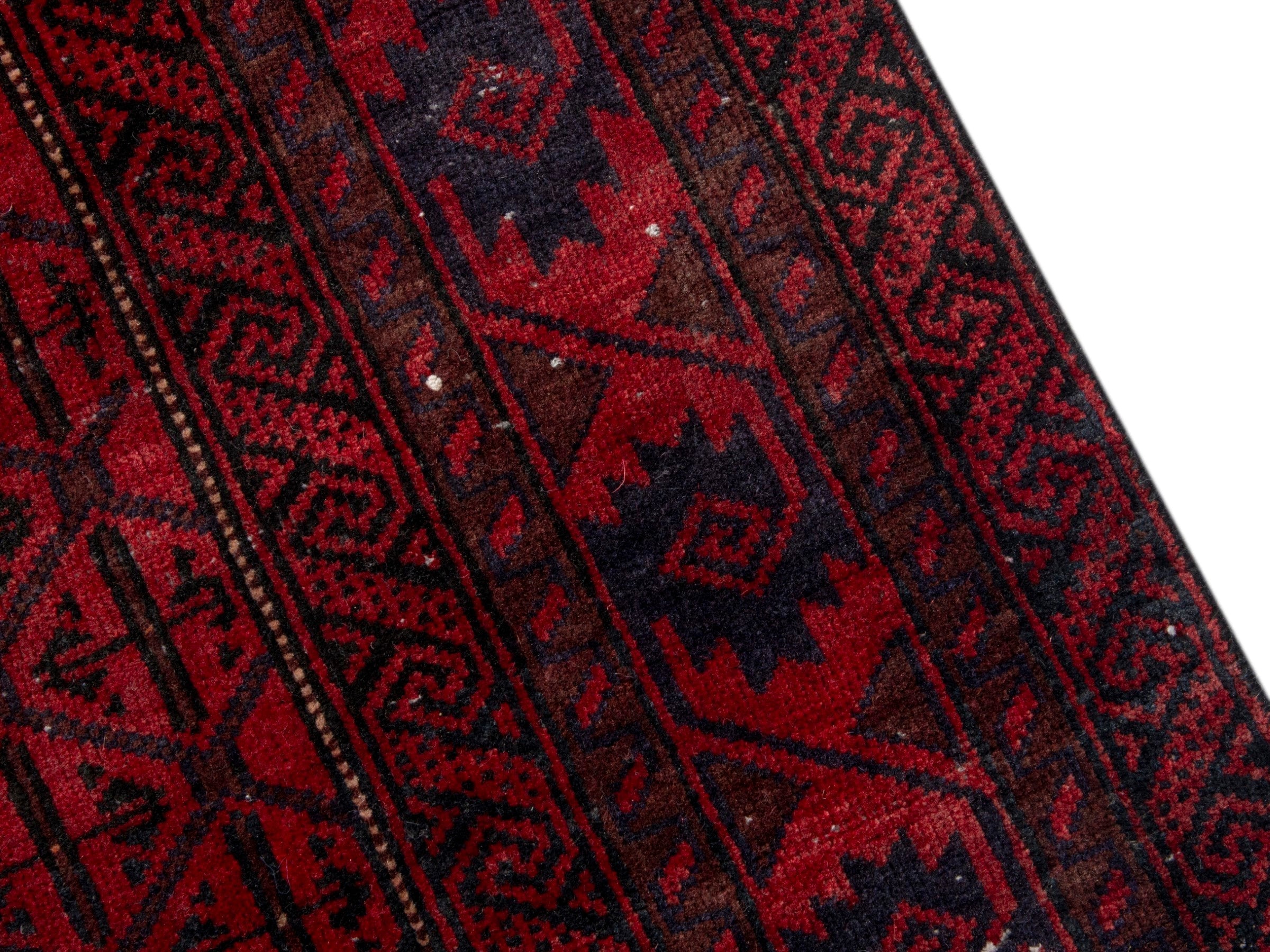 Persian Baluch accent rug in deep red and burgundy, view 9 of 17