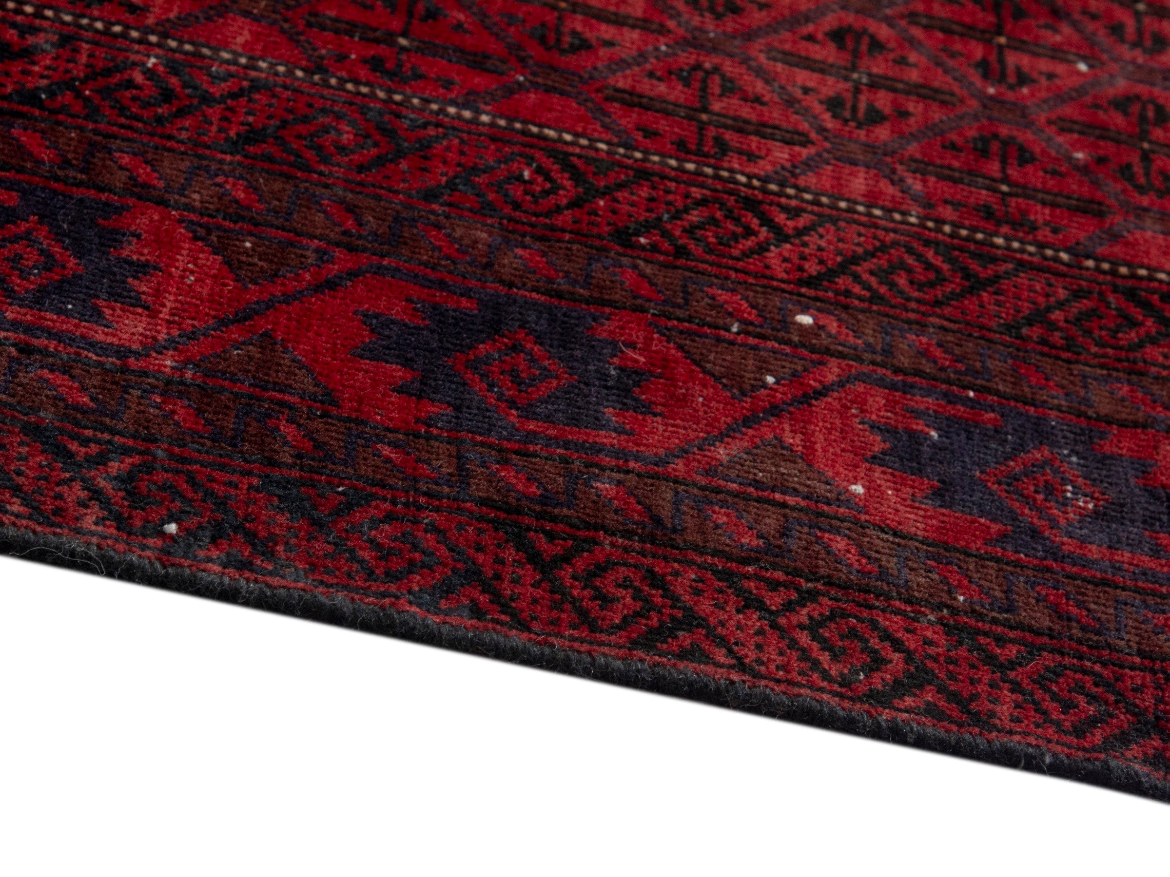 Persian Baluch accent rug in deep red and burgundy, view 6 of 17