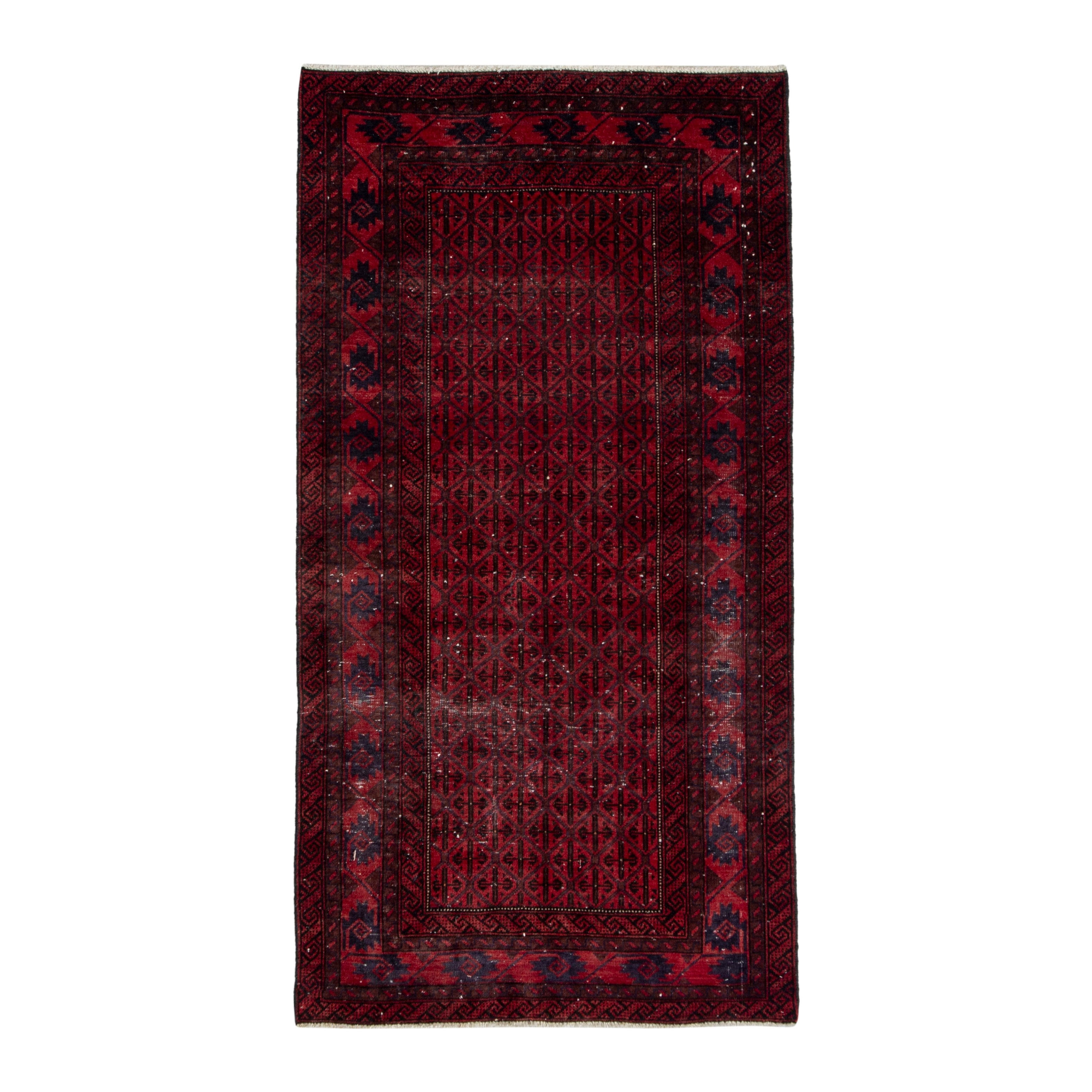 Persian Baluch accent rug in deep red and burgundy, 2'11" x 5'7"
