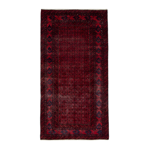 Persian Baluch accent rug in deep red and burgundy, 2'11" x 5'7"