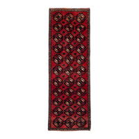 Persian Baluch runner rug in deep red and cream, 2' x 5'7"