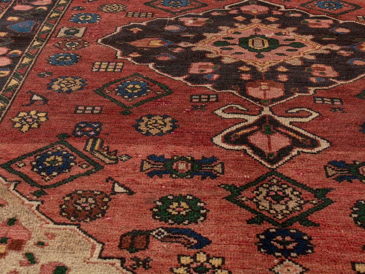 Persian Zanjan area rug in deep red and black, view 11 of 20