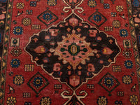 Persian Zanjan area rug in deep red and black, view 13 of 20