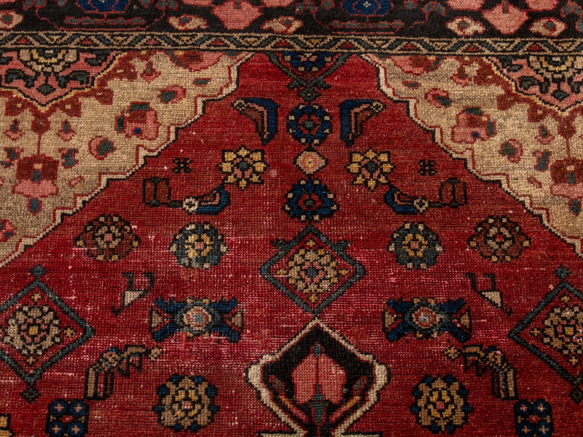 Persian Zanjan area rug in deep red and black, view 14 of 20