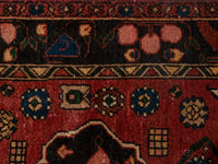 Persian Zanjan area rug in deep red and black, view 15 of 20