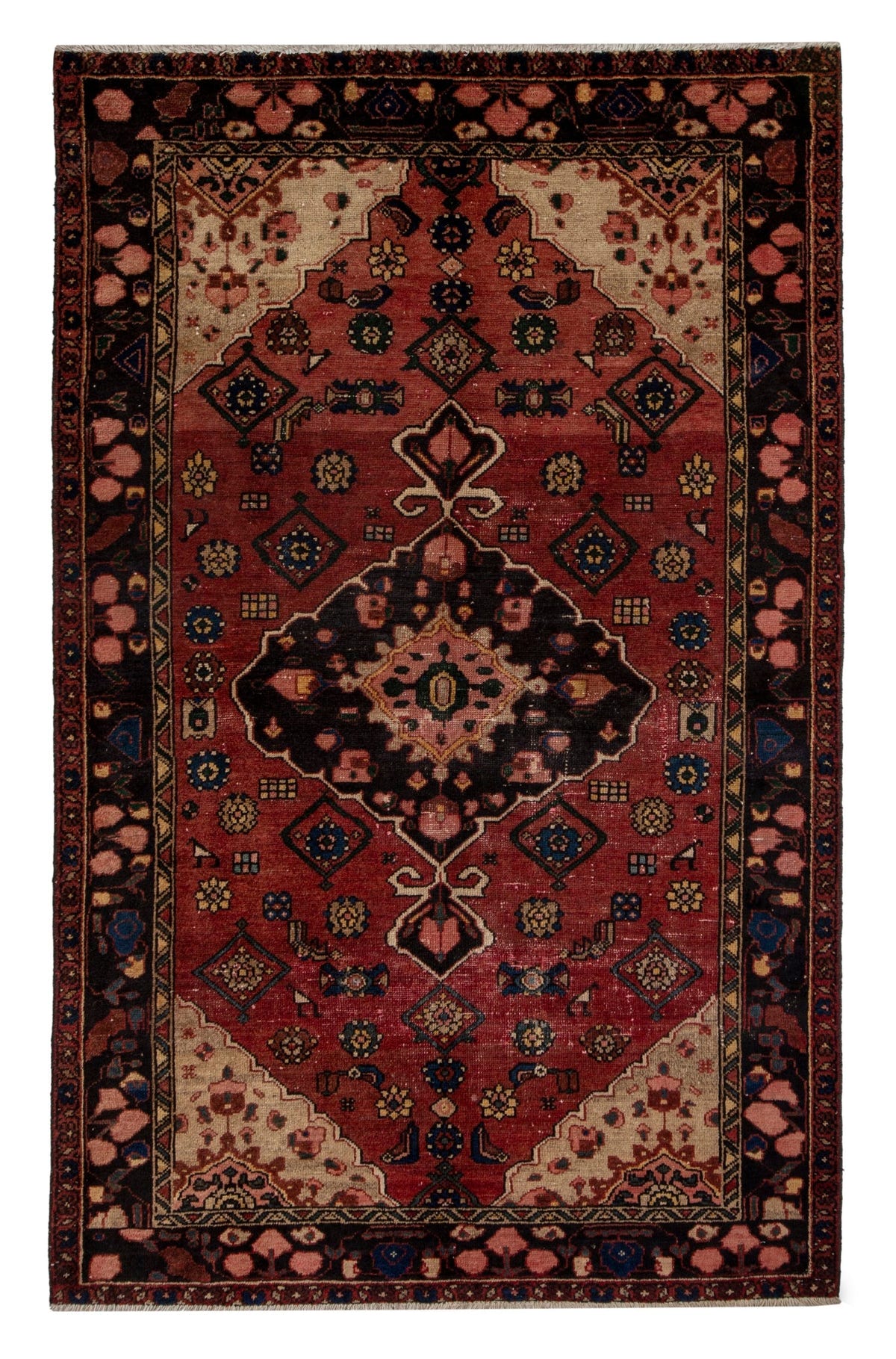 Persian Zanjan area rug in deep red and black, view 2 of 20