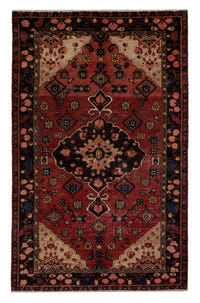 Persian Zanjan area rug in deep red and black, view 2 of 20