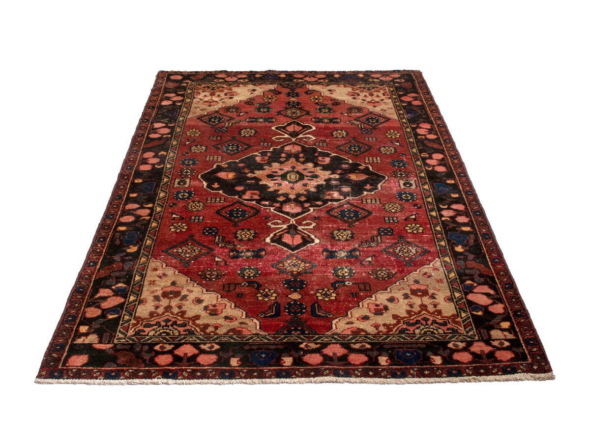 Persian Zanjan area rug in deep red and black, view 3 of 20
