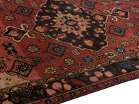 Persian Zanjan area rug in deep red and black, view 9 of 20