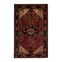 Persian Zanjan area rug in deep red and black, 4'6" x 7'3"