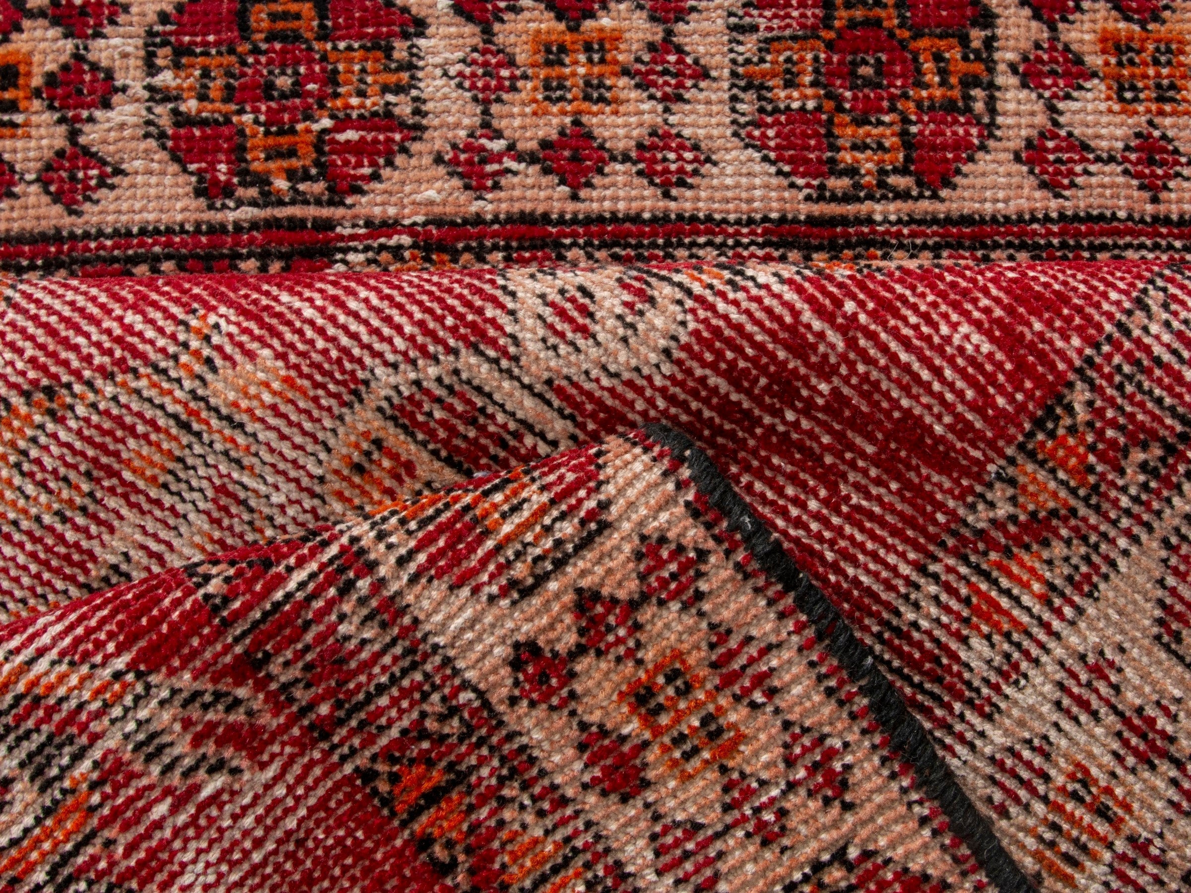 Persian Ferdos accent rug in burgundy and terracotta, view 15 of 17
