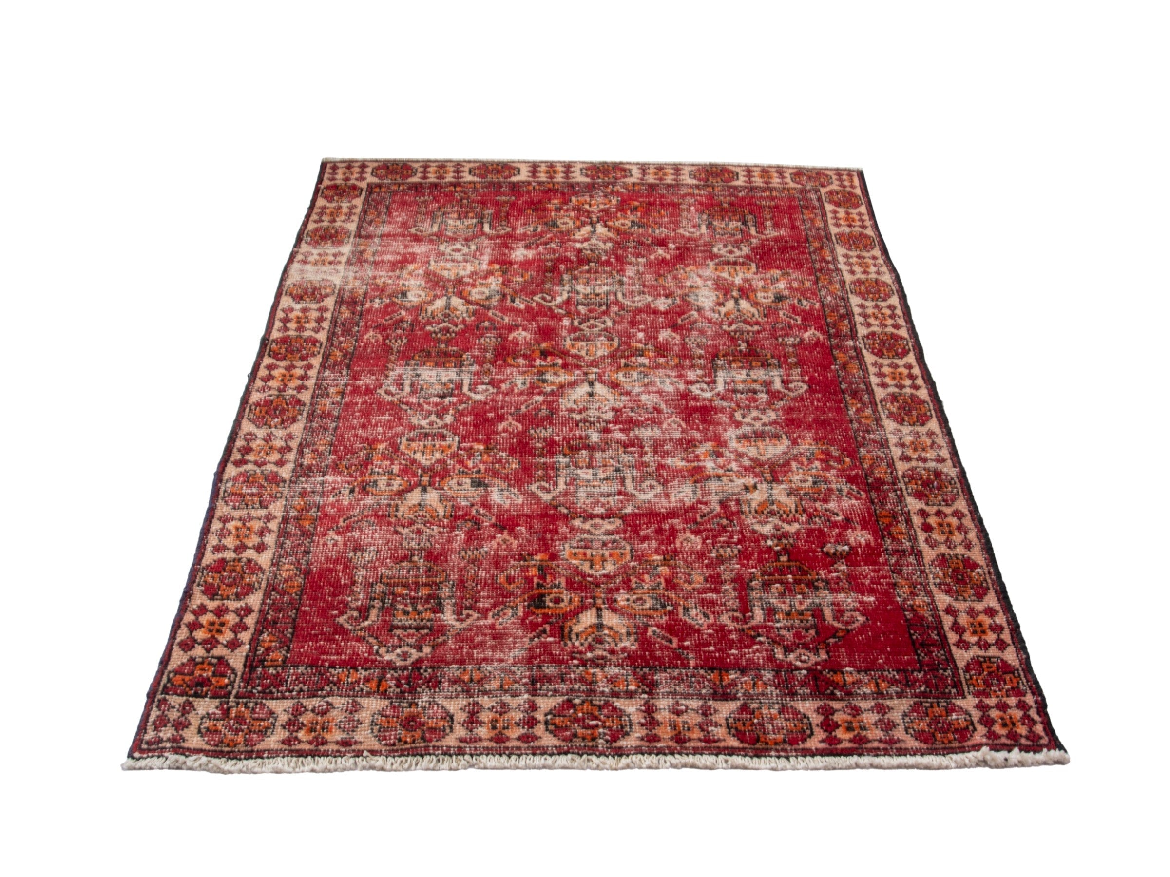 Persian Ferdos accent rug in burgundy and terracotta, view 2 of 17