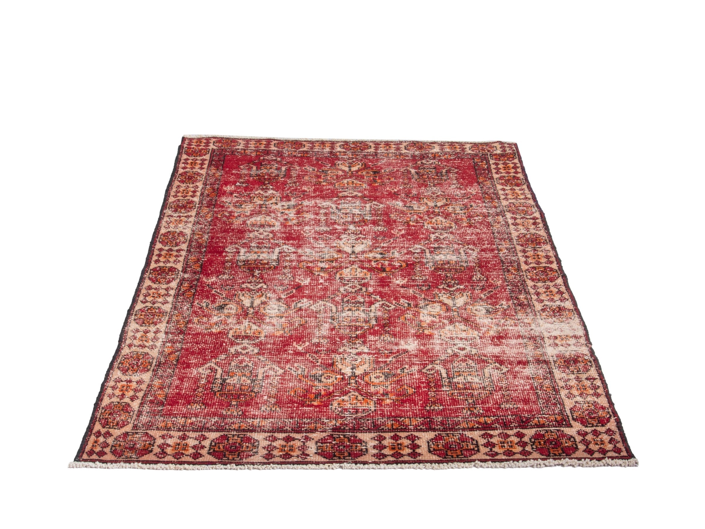 Persian Ferdos accent rug in burgundy and terracotta, view 3 of 17