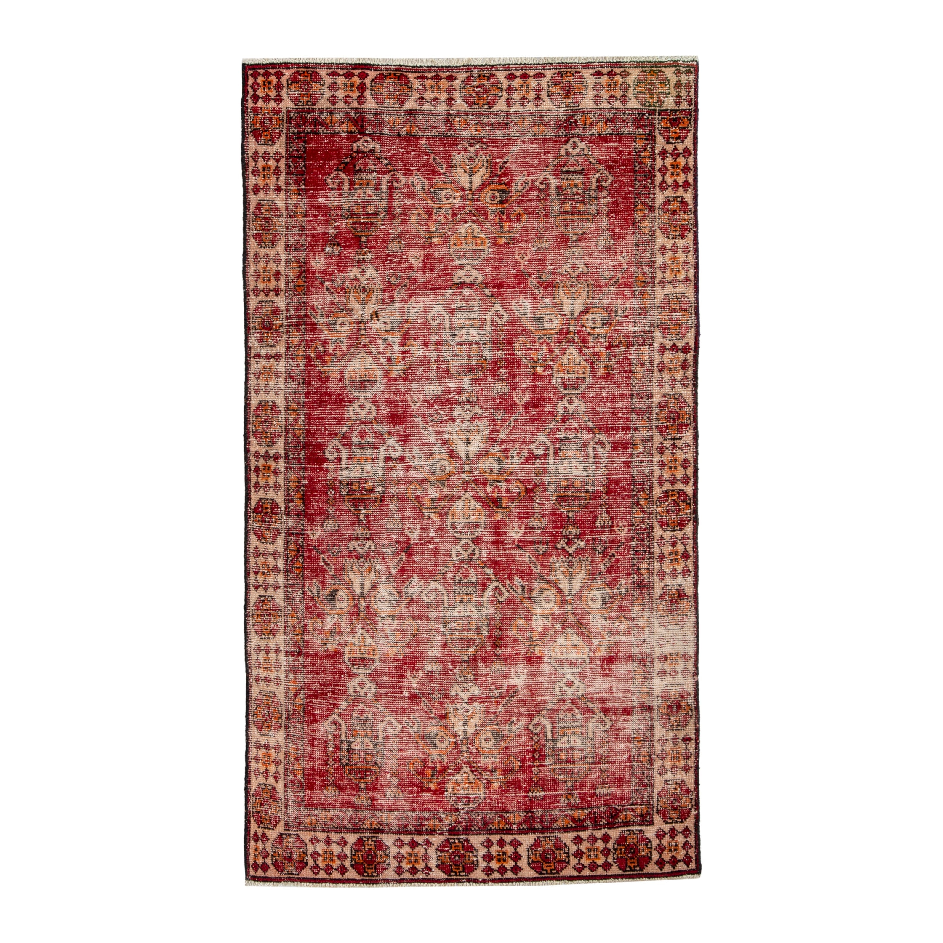 Persian Ferdos accent rug in burgundy and terracotta, 3'6" x 6'5"