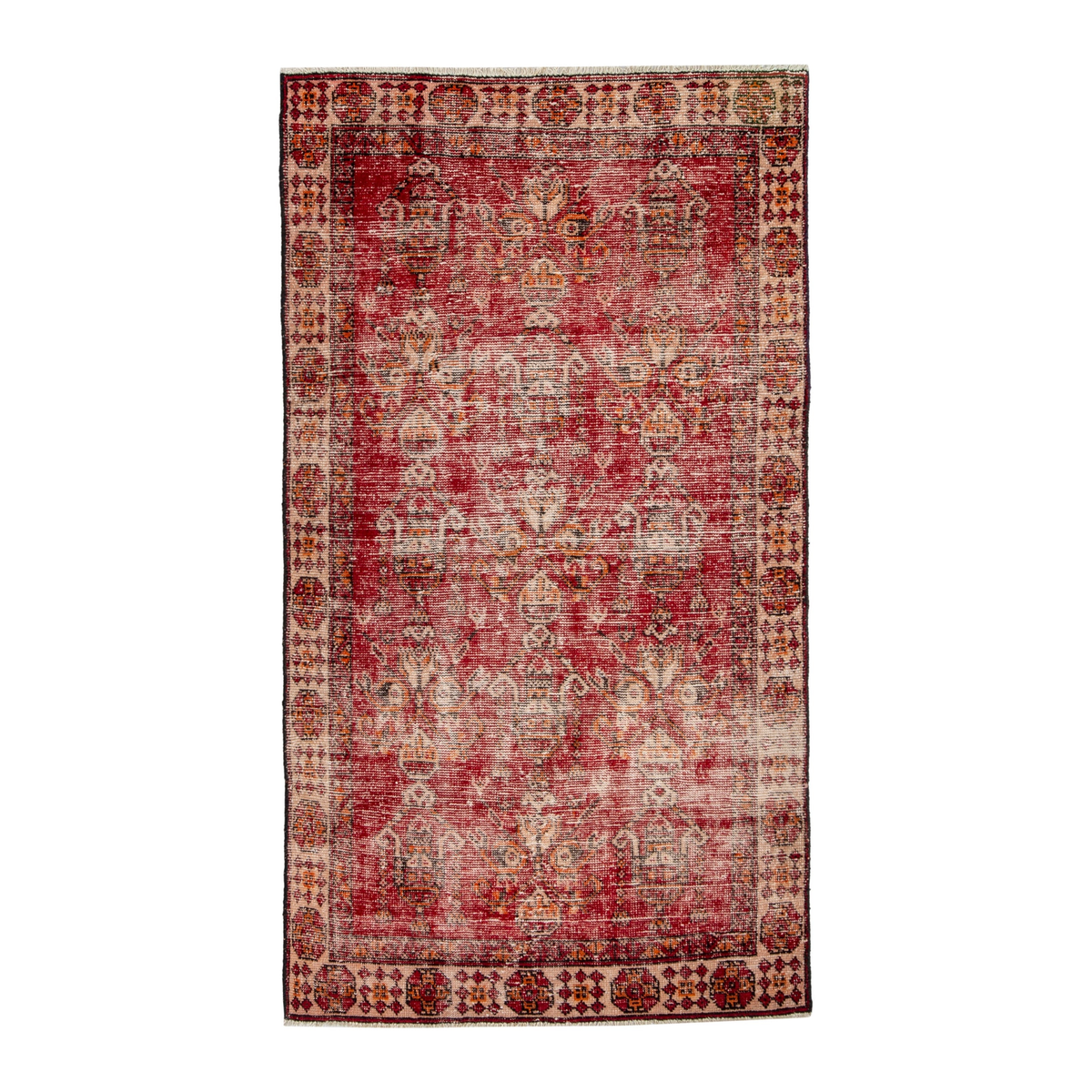 Persian Ferdos accent rug in burgundy and terracotta, 3'6" x 6'5"