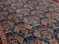 Persian Tabriz accent rug in navy and deep red, view 11 of 18