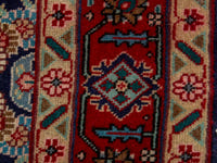 Persian Tabriz accent rug in navy and deep red, view 12 of 18