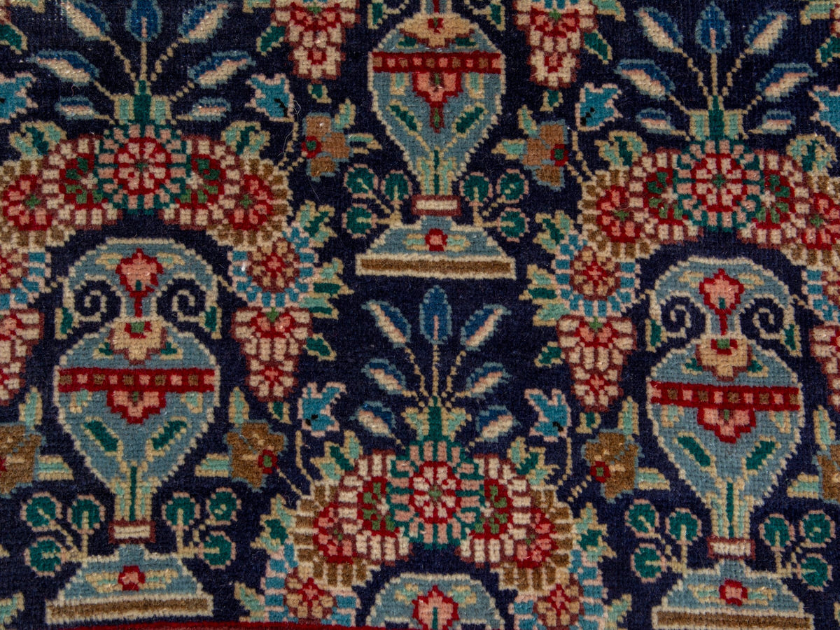 Persian Tabriz accent rug in navy and deep red, view 13 of 18