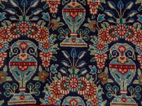 Persian Tabriz accent rug in navy and deep red, view 13 of 18