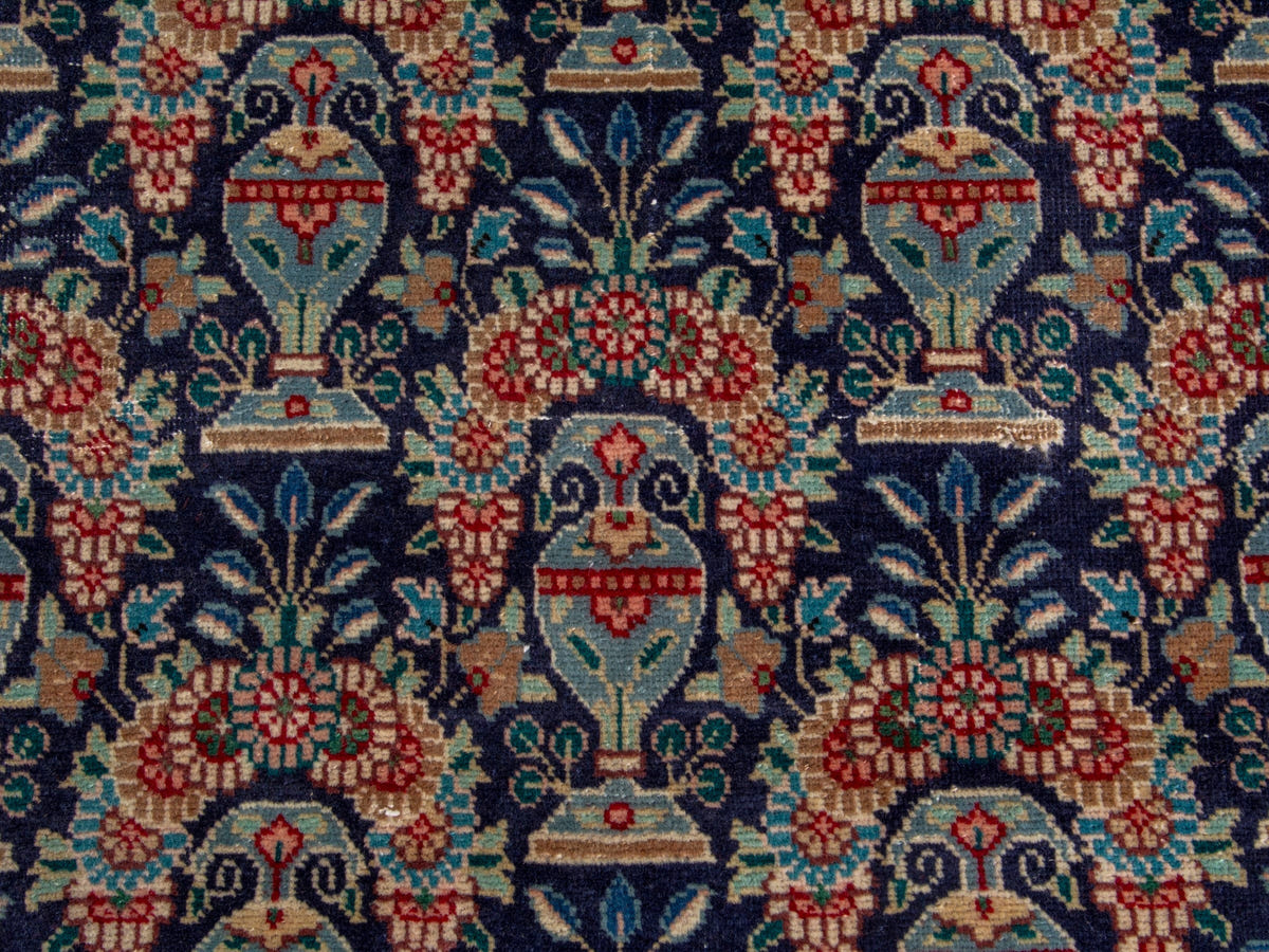 Persian Tabriz accent rug in navy and deep red, view 14 of 18