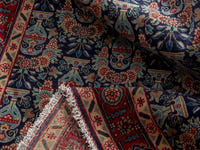 Persian Tabriz accent rug in navy and deep red, view 17 of 18