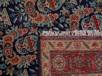 Persian Tabriz accent rug in navy and deep red, view 18 of 18
