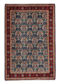 Persian Tabriz accent rug in navy and deep red, view 2 of 18