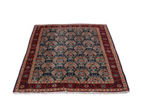 Persian Tabriz accent rug in navy and deep red, view 3 of 18