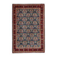 Persian Tabriz accent rug in navy and deep red, 3'4" x 4'11"