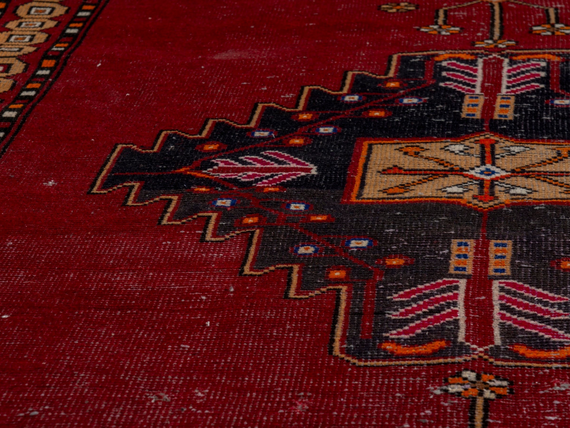 Persian Ferdos accent rug in burgundy and dark blue, view 8 of 20