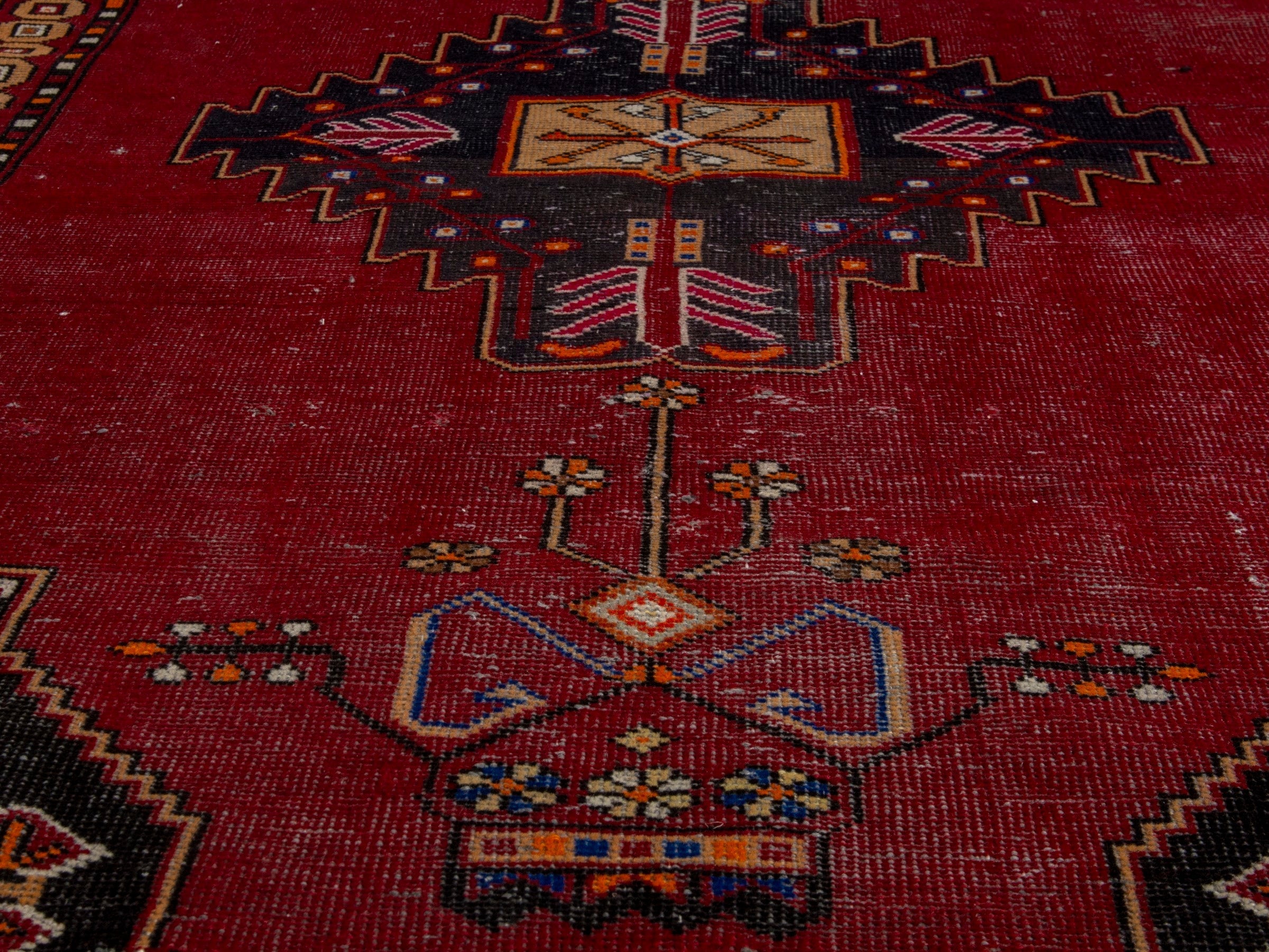 Persian Ferdos accent rug in burgundy and dark blue, view 11 of 20