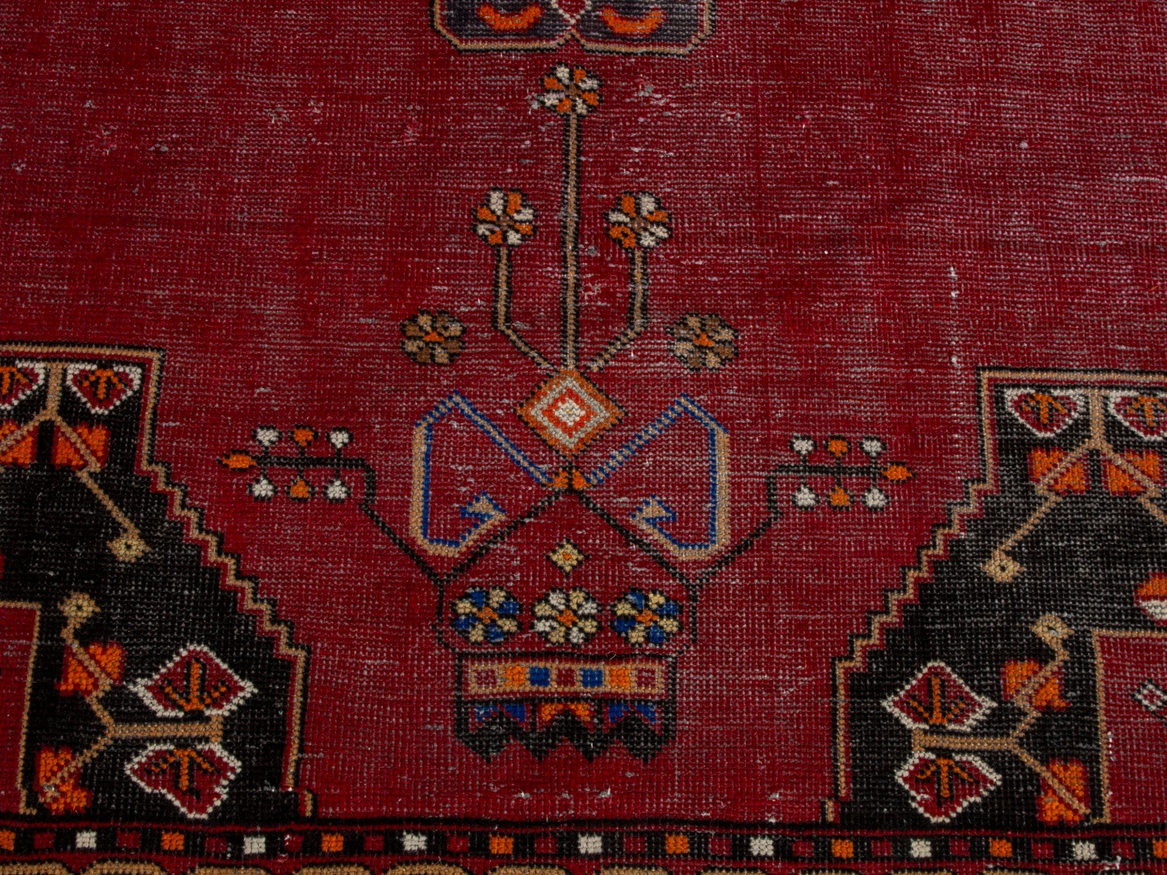 Persian Ferdos accent rug in burgundy and dark blue, view 12 of 20