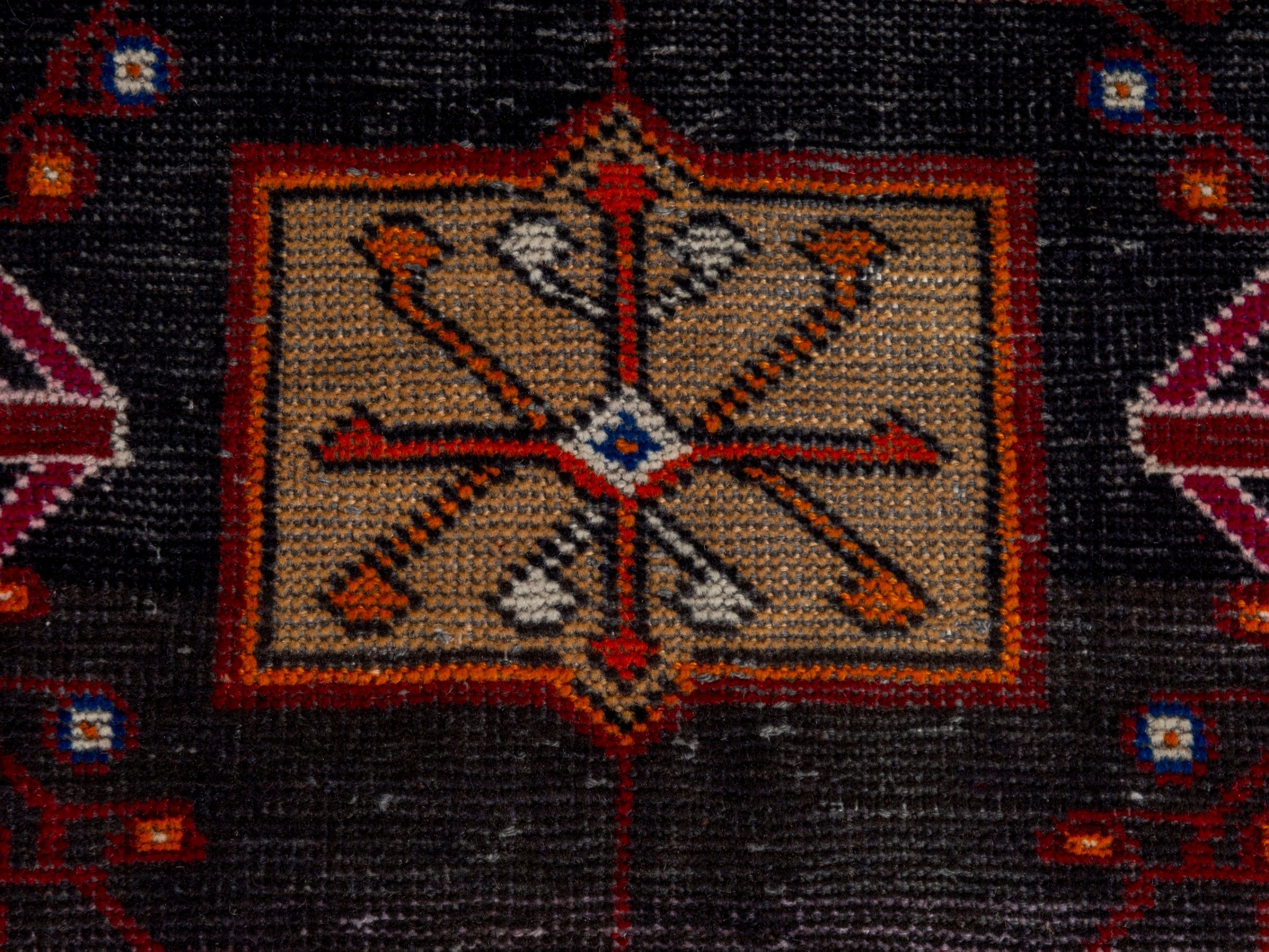 Persian Ferdos accent rug in burgundy and dark blue, view 13 of 20
