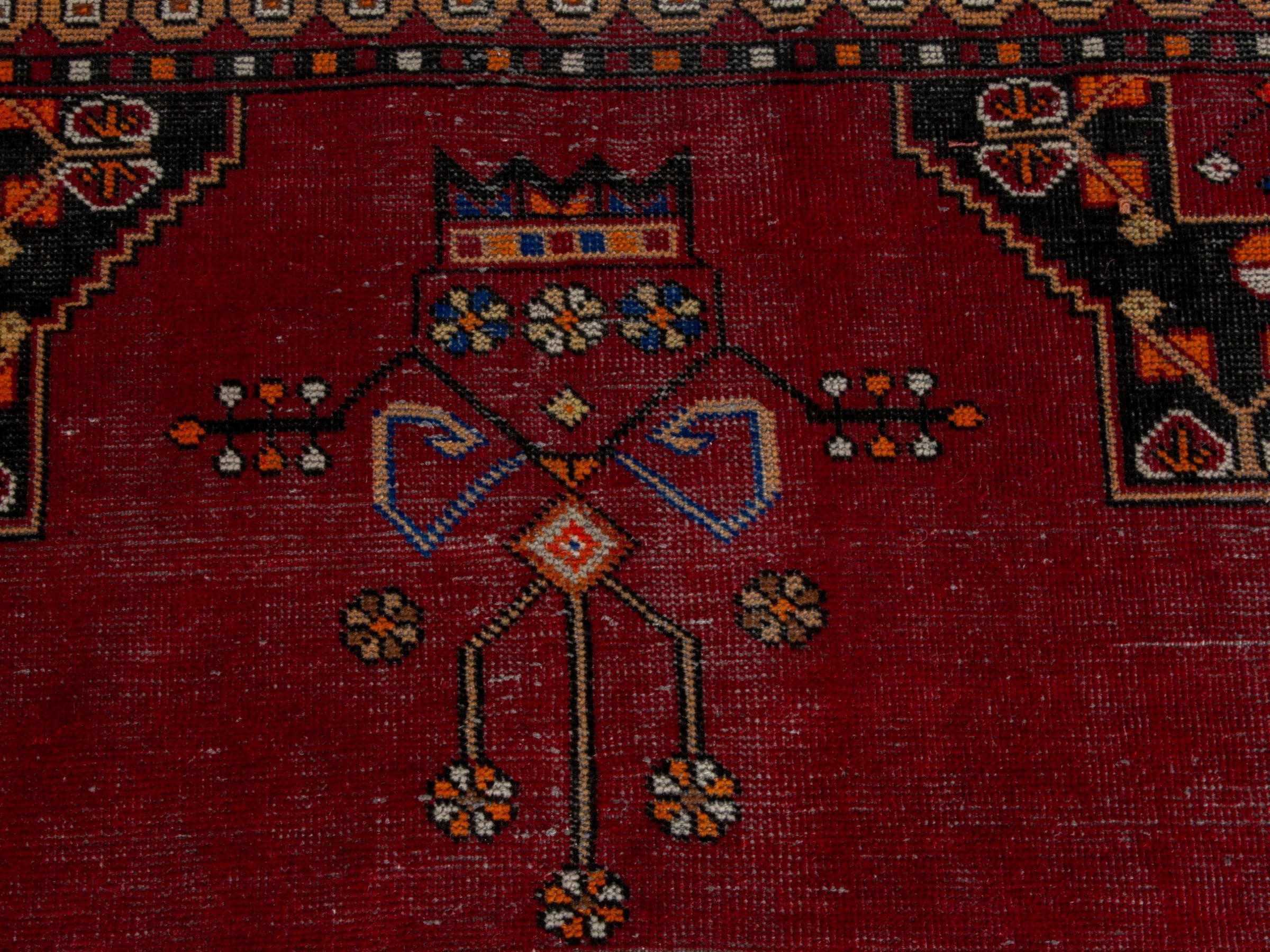 Persian Ferdos accent rug in burgundy and dark blue, view 14 of 20