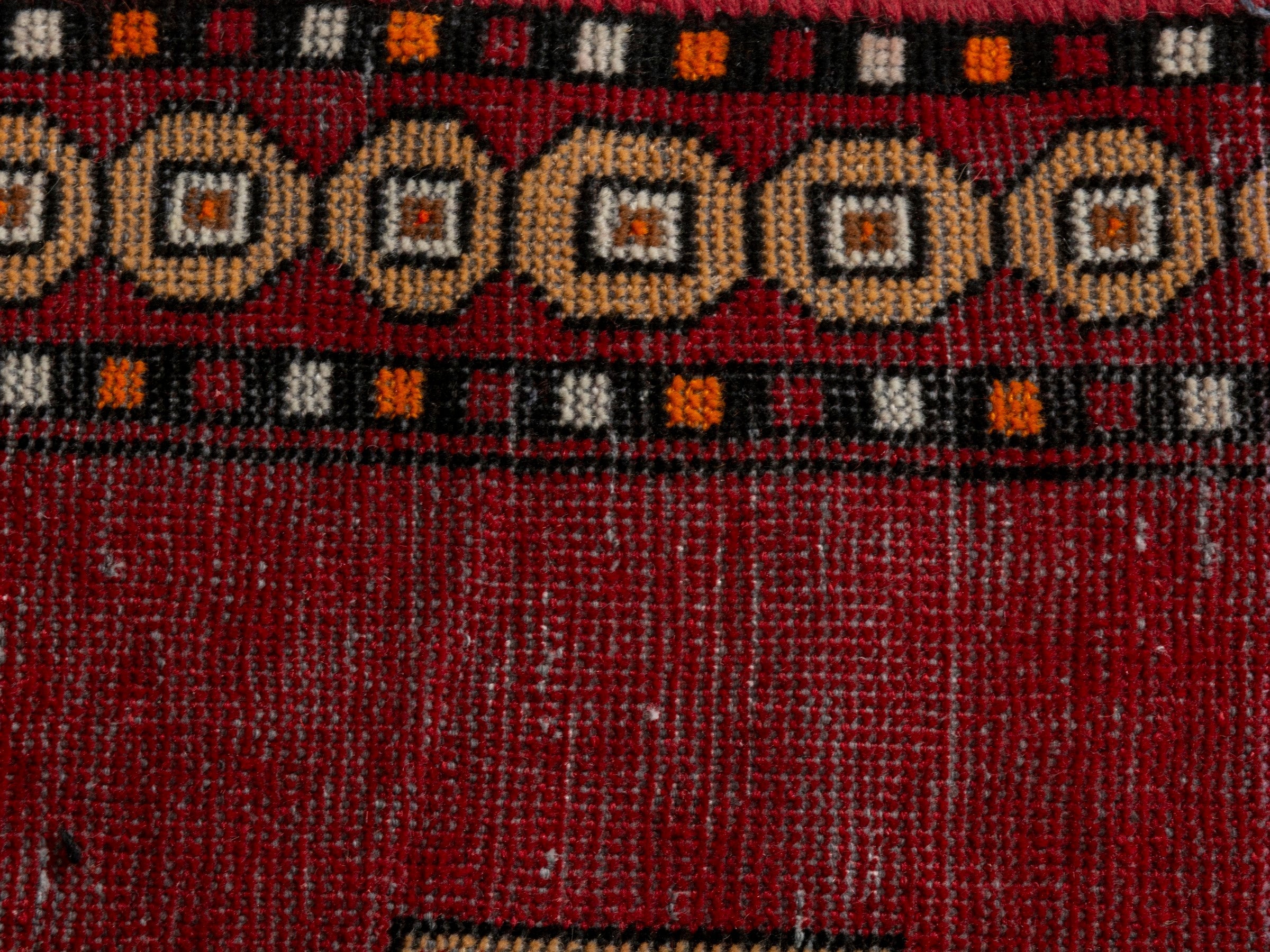 Persian Ferdos accent rug in burgundy and dark blue, view 15 of 20