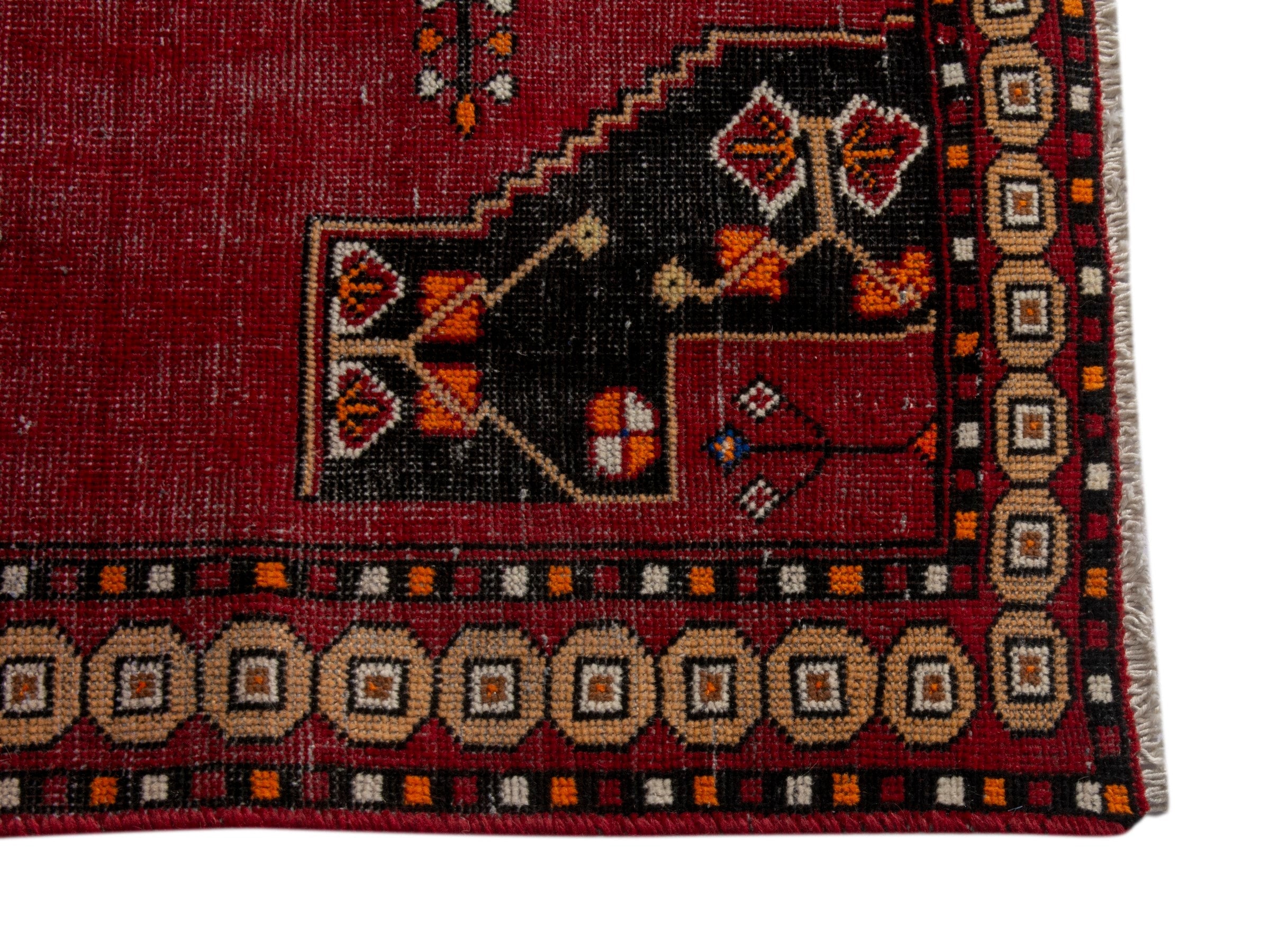 Persian Ferdos accent rug in burgundy and dark blue, view 10 of 20