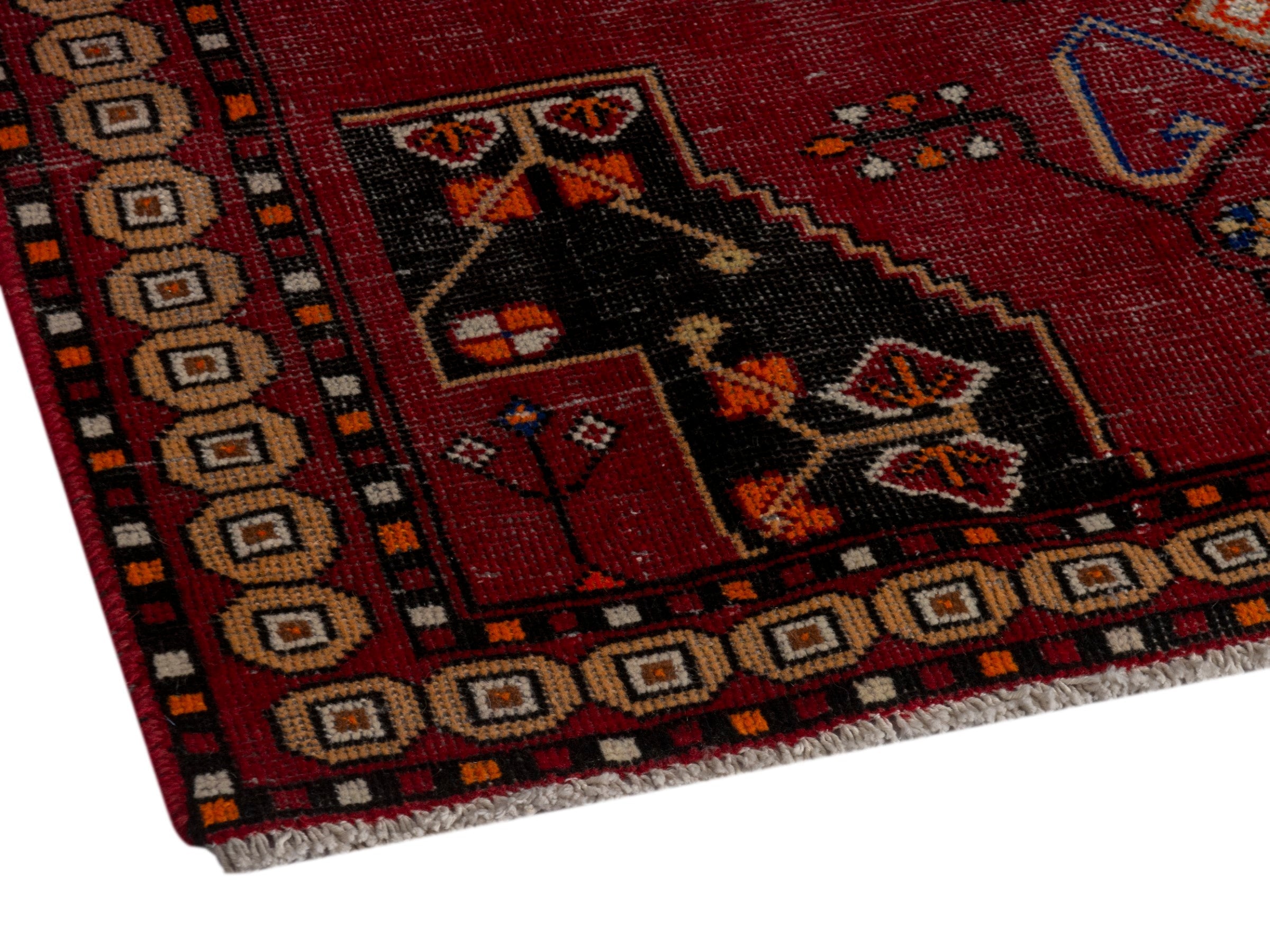 Persian Ferdos accent rug in burgundy and dark blue, view 5 of 20