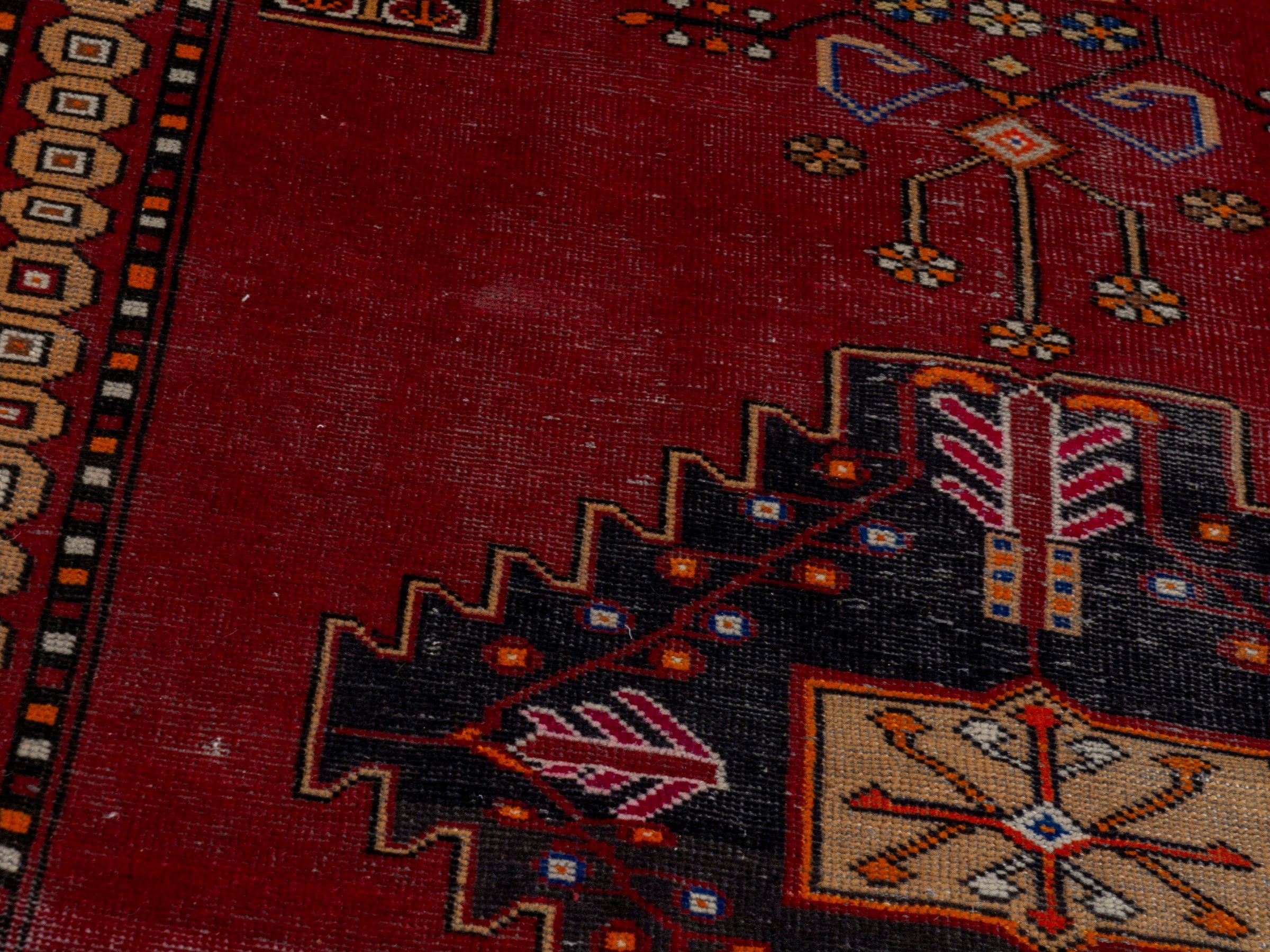 Persian Ferdos accent rug in burgundy and dark blue, view 9 of 20