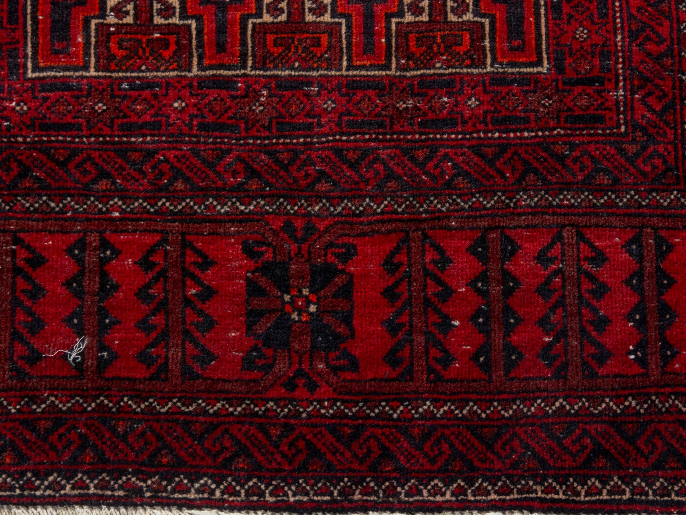Persian Baluch accent rug in burgundy and deep red, view 11 of 19