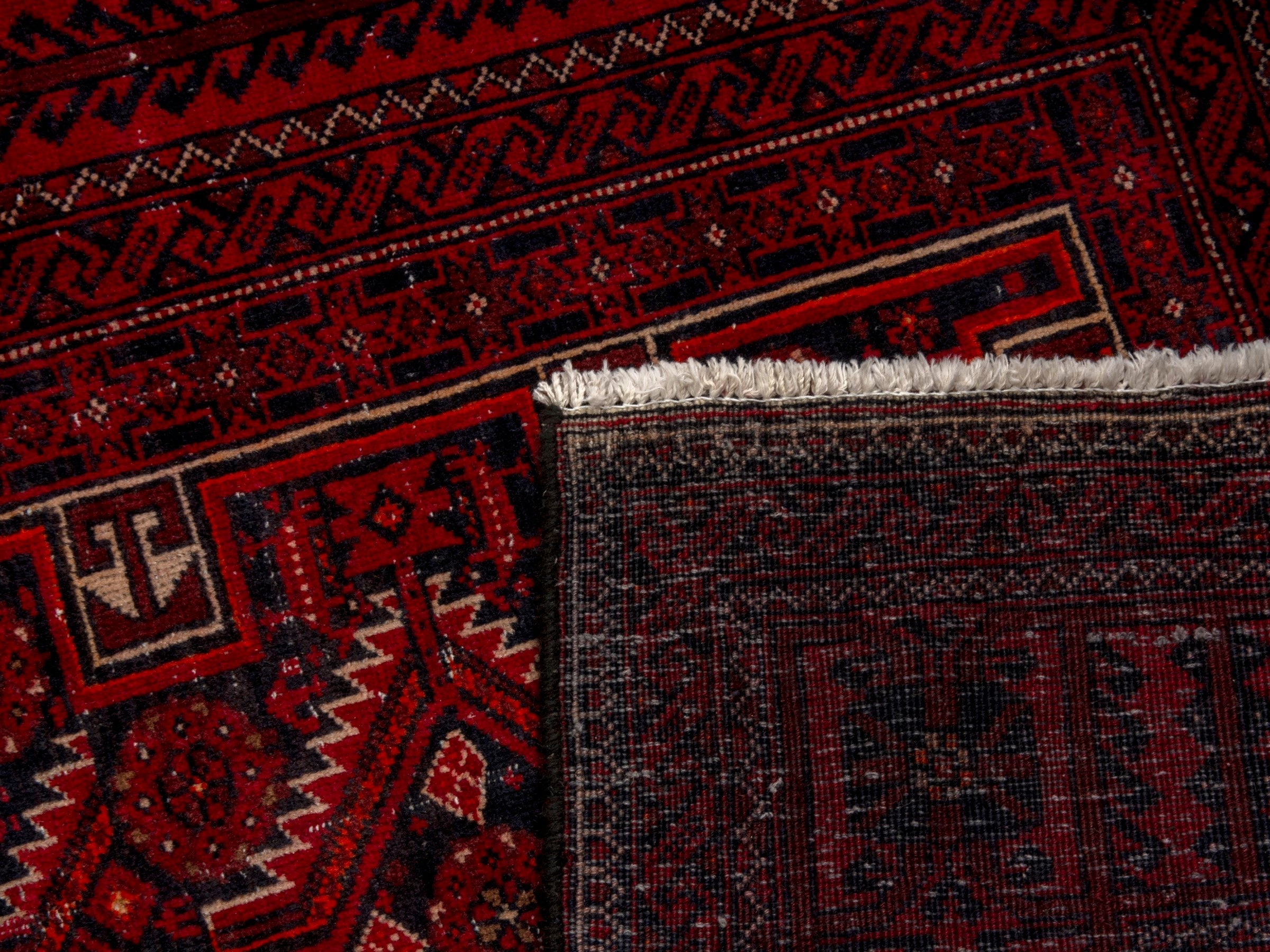 Persian Baluch accent rug in burgundy and deep red, view 19 of 19