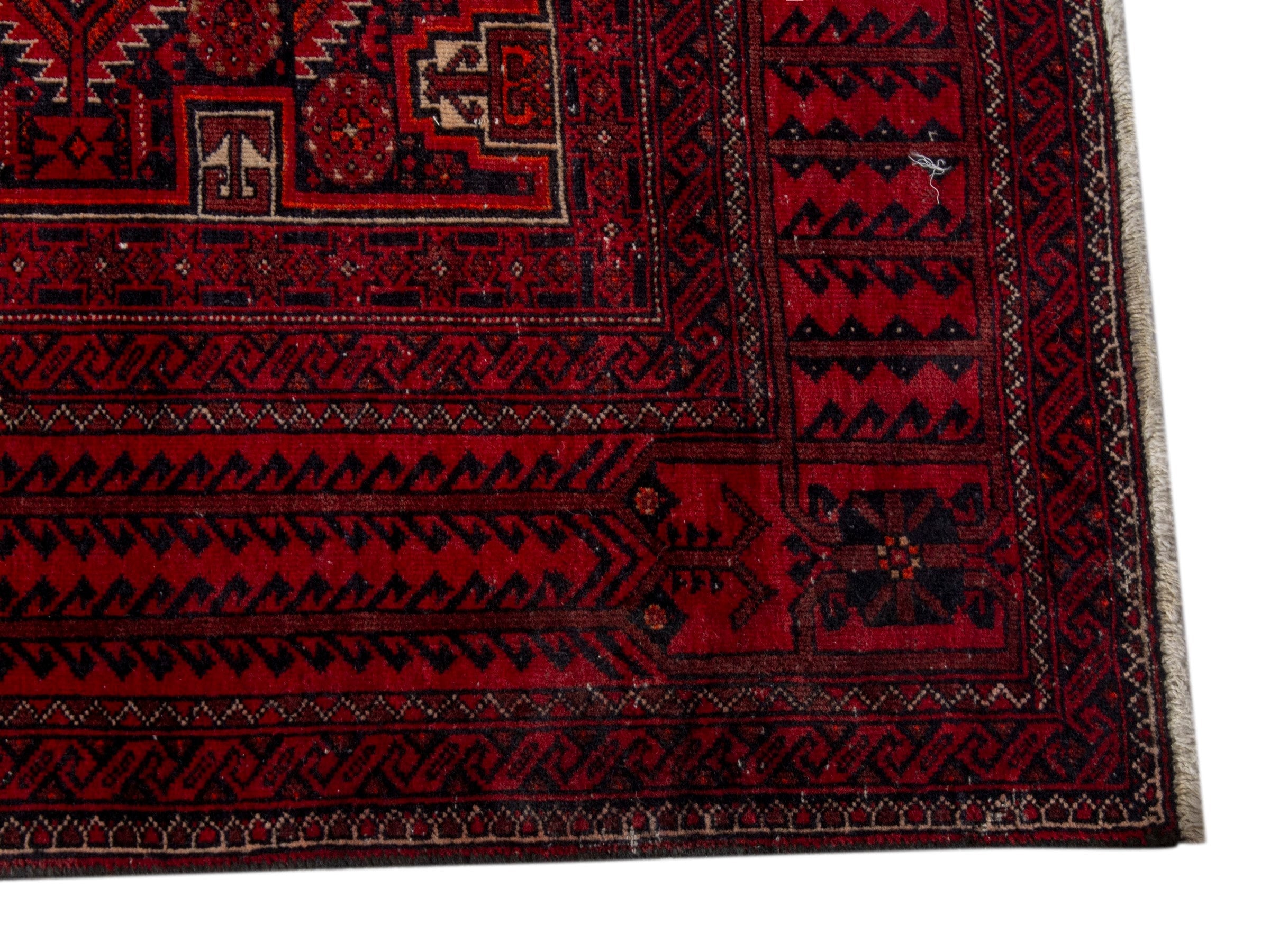 Persian Baluch accent rug in burgundy and deep red, view 10 of 19
