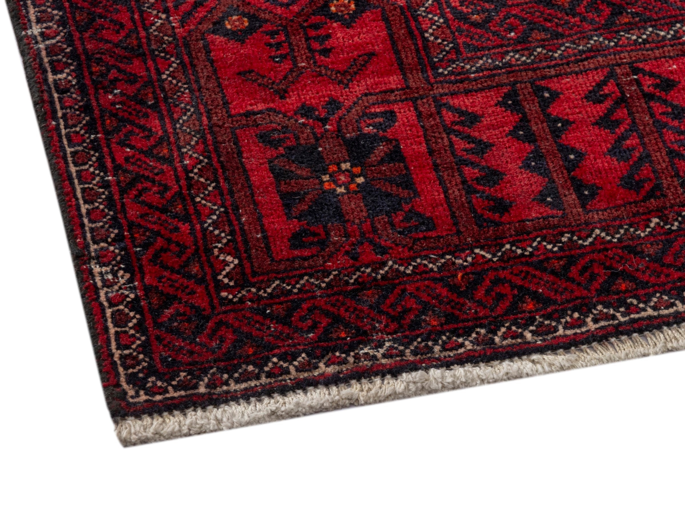 Persian Baluch accent rug in burgundy and deep red, view 5 of 19
