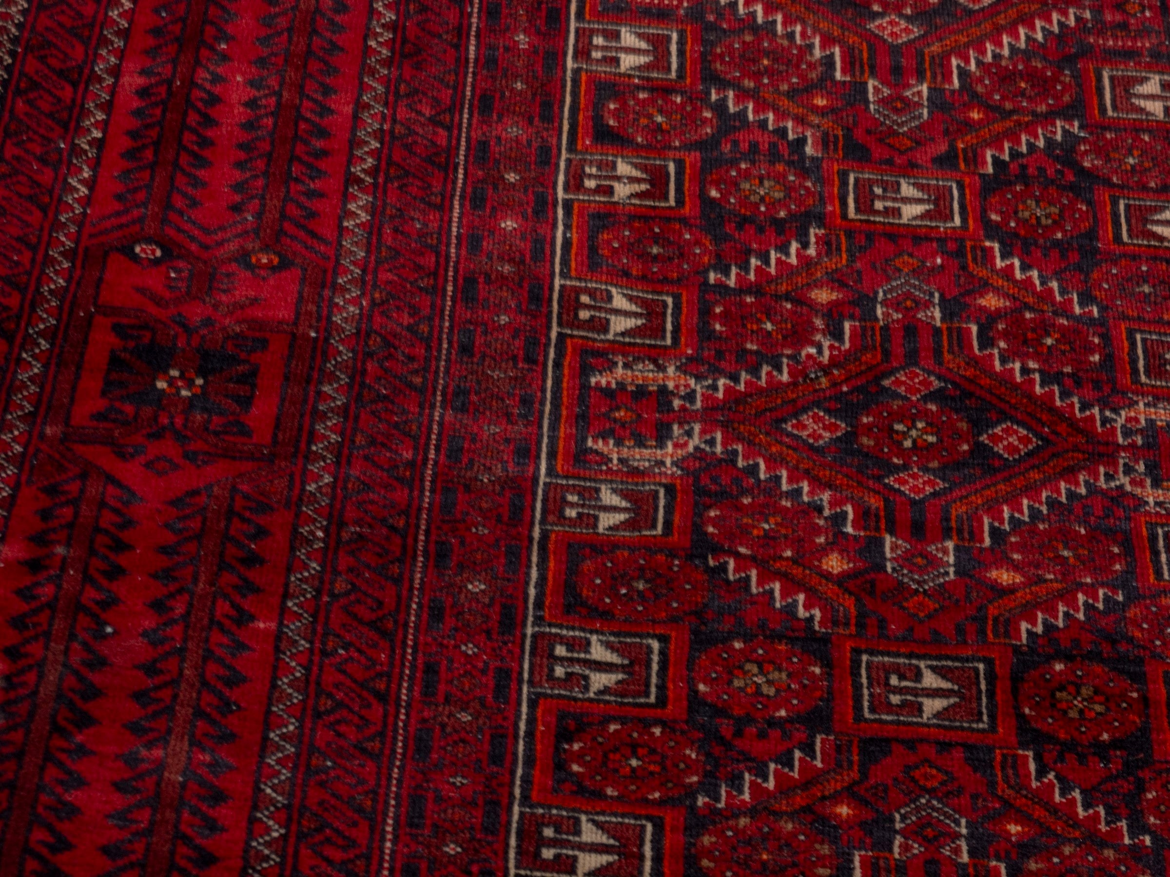 Persian Baluch accent rug in burgundy and deep red, view 9 of 19
